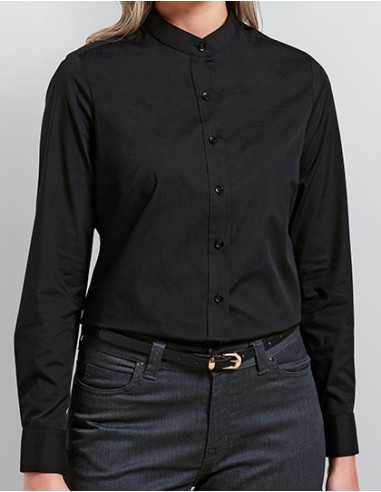 PRE-PR358-Womens Banded Collar Grandad Shirt